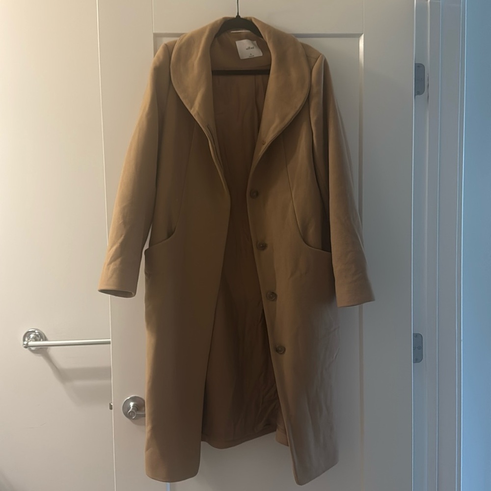 Aritzia Wilfred Camel wool and cashmere long coat